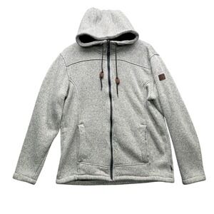 Rugged Elements Hooded Jacket Men's M Gray Speckled Fleece Lined Casual